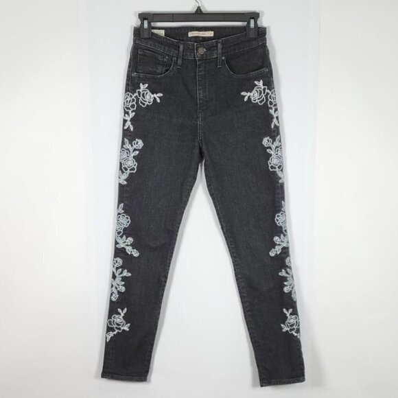 Levi's Premium 721 High Rise Embroidered Ankle Skinny Jeans #8 Size 27 - Picture 3 of 14